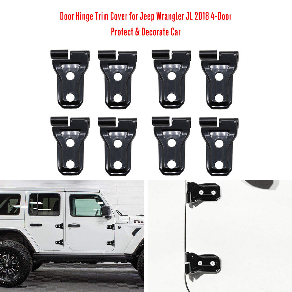 Gloss Black Door Hinge Covers 18-up Jeep Wrangler JL, Gladiator - Click Image to Close